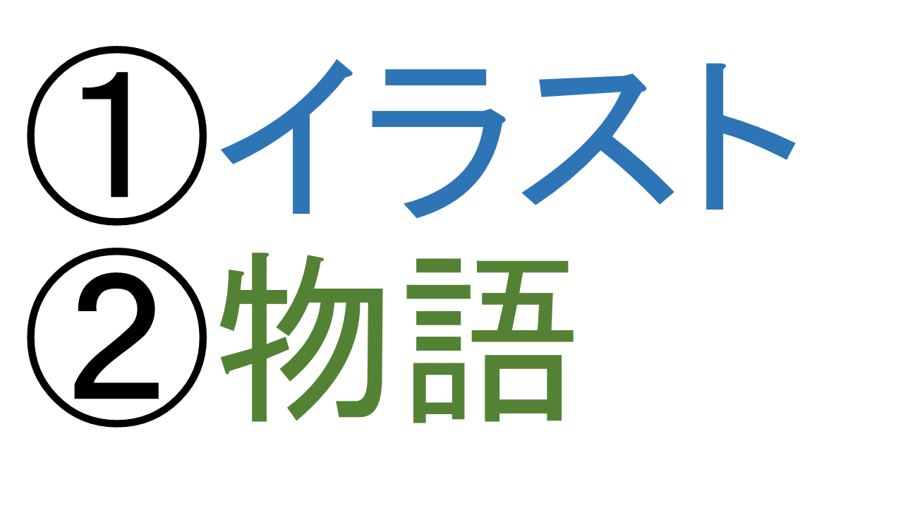 イラスト・物語を用いることがポイント